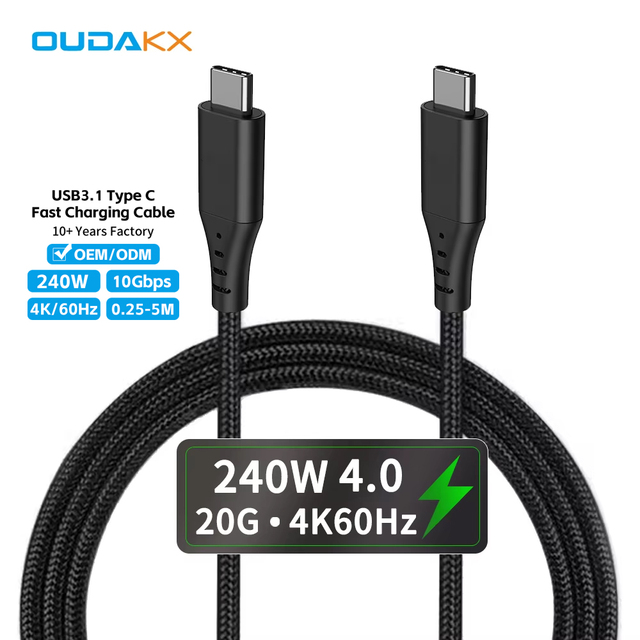 Bulk Wholesale 240W 4K USB Type C Cable E-Marker CE FCC RoHS Certified PD100W Fast Charger Premium Cable for Brand OEM Laptop PC