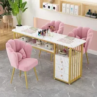 Ensemble table et chaise professionnel pour manucure, fabricant de mobilier de salon, vente en gros, table de manucure simple ou double, OEM ODM personnalisé