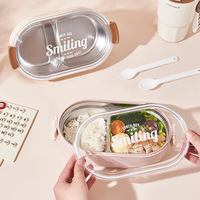 Thermische Lunchbox für Büroangestellte, Mikrowellengeeignete Plastik-Bento-Box für Studenten, Große Kapazität, Tragbar, Einlagig, 501-800ML