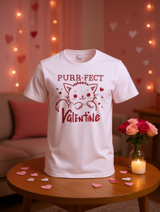 T-shirt da donna oversize a maniche corte con stampa grafica di gatto carino per San Valentino, in cotone pesante, girocollo, stile cartone animato - Product Image 2