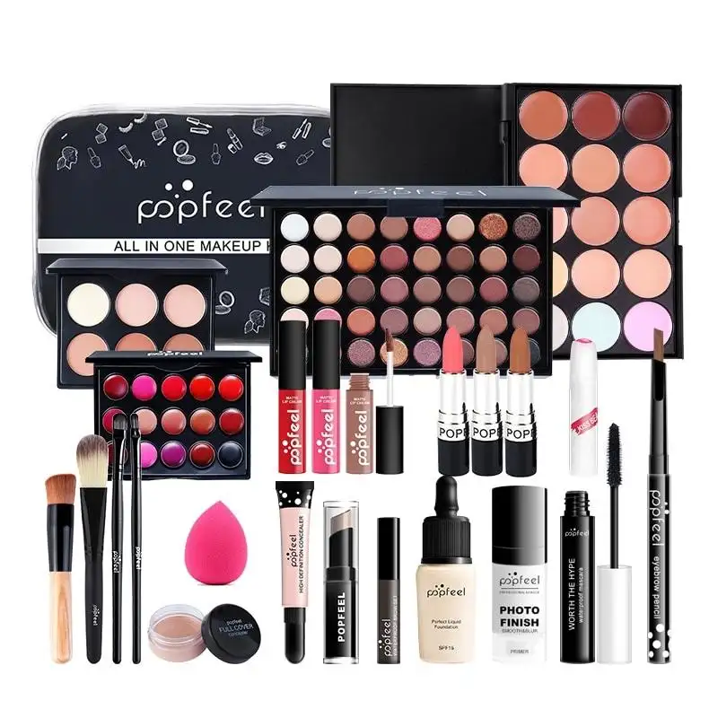 20 styles Makeup Set Eyeshadow Lipstick Eyebrow Pencil Lip gloss Makeup Brush Powder Nail Polish With Makeup Bag Cosmetics Kit