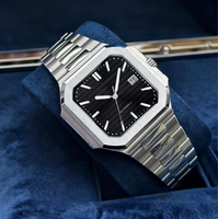 672 nouveaux hommes de luxe en acier inoxydable carré Quartz montre-bracelet étanche lumineux Date affichage montre pour hommes