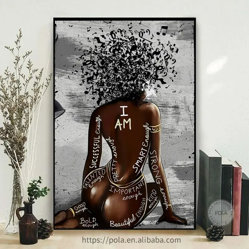 Abstract Sexy Lady Picture Black Woman I Am Strong Enough Quote Wall Art Modern Fashion Girl Home Room Decor Poster and Prints