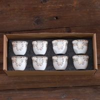 Ensemble de tasses en céramique Moonlight, style turc moyen-oriental, tasses à thé et à café noires de 70 ml avec bord doré