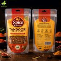 Sachets d'emballage transparents personnalisés pour épices, pochettes verticales avec fenêtre pour assaisonnements et poudres Tandoori