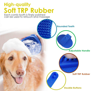 Spazzola per Bagno e Massaggio per Cani e Gatti con Manico Regolabile, in Gomma Morbida per Rimozione Peli, Pulizia e <span class=keywords><strong>Shampoo</strong></span> - Ingrosso Fabbrica - Product Image 6