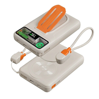 Batterie externe magnétique 10000mAh avec ventilateur de refroidissement, charge sans fil 15W, chargeur rapide avec écran LED RGB