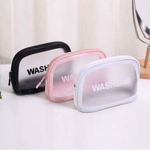 <b>Pink</b> Cosmetic Bag Custom Logo Printed Fashion Makeup Bag Waterproof Frosted Pvc Bag - Product Image 1