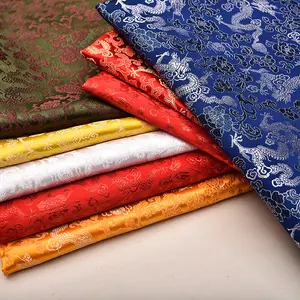 Tela de brocado de nailon con diseño de dragón, Material de costura artesanal, venta al por mayor, bajo precio
