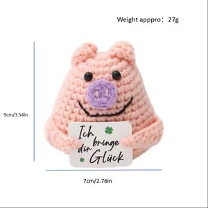Sẵn sàng thực hiện búp bê màu hồng lợn thẻ mới cảm xúc phim hoạt hình tùy chỉnh dệt kim lợn Crochet Búp Bê Nhà Bên trang trí nội thất Quà Tặng - Product Image 2