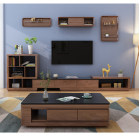 Meuble TV et Table Basse Rétractable en Pierre Frittée Style Nordique Minimaliste pour Salon