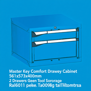Fami Master Key Comfort <b>Drawer</b> Cabinet 561x573x400mm 2 <b>Drawers</b> Green Ral6011 <b>Tool</b> Storage - Product Image 3