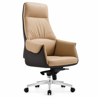 Chaise de bureau de direction ergonomique de luxe en cuir, dossier haut, bicolore, pivotante, avec mécanisme de basculement aux genoux à double levier, chaise de patron