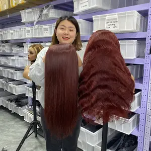 Goddluck peruca de cobre 99j burg, atacado castanho não processado cabelo virgem marrom liso cabelo humano brasileiro