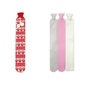 Heart-shaped bow-knitted fabric long strip hot water <b>bottle</b>, large PVC water-filled hot water <b>bottle</b> for <b>warming</b> hands and back - Product Image 2