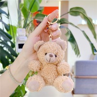 Porte-clés en peluche mini ours en dessin animé, doux, écologique, durable, rembourrage en coton PP, brodé, pour anniversaire, poupées à griffes pour machine à griffes