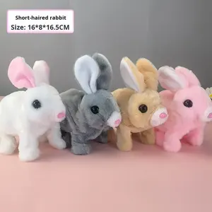 Giocattolo di Peluche Coniglio Bianco Elettrico Simulato con Orecchie Mobili, Funzioni di Camminata e Abbaio - Product Image 6