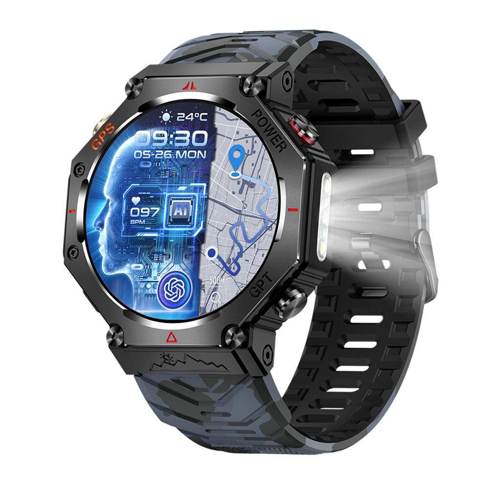 KC91 Smart Watch 2026 GPT AI Voice Assistant Flashlight Health Monitoring 3ATM BT Call GPS Smart Watch for Men Women