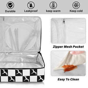 Sac Isotherme Portable à Poignée pour Plats Chauds, Motif Hawaïen à Carreaux, Design Personnalisé Iwa Birds, Idéal pour Pique-niques, Barbecues et Fêtes en Plein Air - Product Image 4