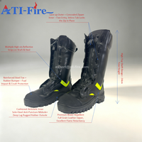 Sepatu Kulit Pemadam Kebakaran Bersertifikat ATI-FIRE EN15090, Perlengkapan Pemadam Kebakaran Anti Api, Ujung Baja, Sol Baja, Grosir Pabrik