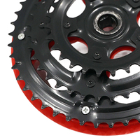 Pédalier de VTT avec manivelle en fer recouvert de plastique rouge vif, accessoires de vélo, plateaux de chaîne