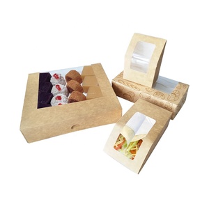 Cajas de pastelería para pasteles autoemergentes de grado alimenticio con ventana Cajas de postres de dulces Kraft marrones Cajas de panadería emergentes con impresión de logotipo personalizado - Product Image 3