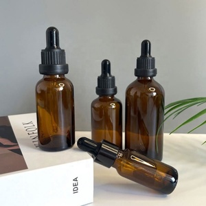 Botella de Vidrio Ámbar Redonda de 5ml 10ml 15ml 20ml 30ml 50ml 100ml Más Vendida con Tapa Cuentagotas Negra a Prueba de Manipulación - Product Image 2