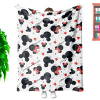 Valentijnsdag Cadeau Op Maat Roze Cartoon Schattige Micky Mouse Liefdepatroon Dubbelzijdig Comfortabel Pluche Vacuüm Verpakkingsdeken