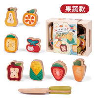 Jeu de simulation de magasin de desserts en bois pour enfants, avec aliments réalistes à découper, jeu de cuisine éducatif pour l'apprentissage précoce des enfants