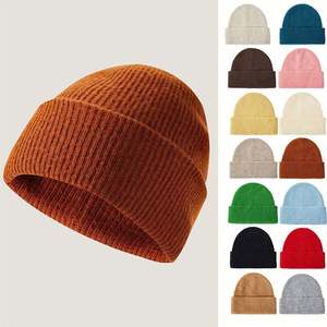 Gorro de lana 100% tejido liso de color sólido para invierno, ideal para viajes, con logotipo personalizado, venta al por mayor en stock. - Product Image 1