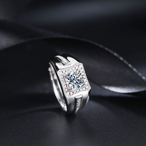 Moissanite सगाई पुरुषों की अंगूठी बहादुरी की <span class=keywords><strong>1CT</strong></span> दौर Moissanite हीरा 925 स्टर्लिंग चांदी की अंगूठी - Product Image 2