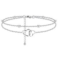 Gelang Kaki Stainless Steel untuk Wanita, Liontin Hati Salib Perak, Perhiasan Pantai Musim Panas, Tahan Air, Anti Karat, Grosir
