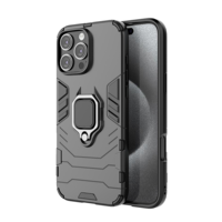 Étui hybride TPU+PC pour iPhone 16 15 Pro Max 14 13 12 11 Protection contre les chutes robuste avec béquille Support magnétique pour voiture