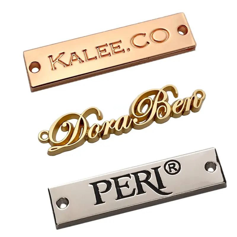 Luxury Metal Logo Tags Custom Brand Name Metal Plates High Quality Metal Logo For Clothing Bag