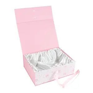 Boîtes d'emballage de vêtement en carton rigide imprimé de logo personnalisé rose de luxe boîtes cadeau de parfum avec fermeture magnétique boîte à perruque