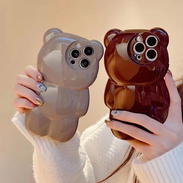 Popular Design Three Dimensional Color Cute Bear Phone Case for IPhone16 15 14 13 12 Pro Max Popular in Stock Free Shipping