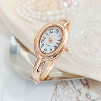 Montres ovales élégantes sans logo pour femmes et jeunes filles – Simples, argentées, dorées, mignonnes, élégantes, minimalistes, type bracelet – Vente chaude