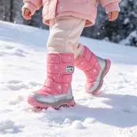 Chaussures d'hiver pour enfants, mi-mollet, imperméables, respirantes, légères, avec semelle absorbant les chocs, doublure thermique, fermeture à bande magique