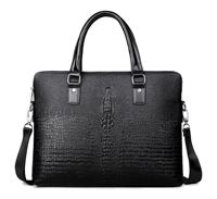 Nouvelle mode, sac à main pour homme en PU à motif crocodile, sac pour ordinateur portable imperméable, grande capacité, sacoche d'affaires, sac bandoulière simple