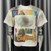 T-shirt surdimensionné à coupe carrée pour homme, imprimé DTG personnalisé, motif graphique XXL, effet délavé soleil et délavé à l'acide, coupe courte
