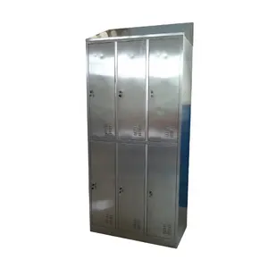 China Stainless Steel Storage Cabinet With Slope Top And Legs 6 Doors Clothes Locker