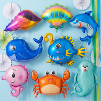 Ballons en aluminium BLN animaux marins sous l'eau, décorations de fête sur le thème de la mer, sirène, crabe, hippocampe, pieuvre, poisson, étoile de mer, unisexe