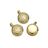 Pendentif rond en cuivre plaqué or 18 carats avec statue de saint, accessoire pendentif plaque de saint en forme de figure humaine sertie de zircone