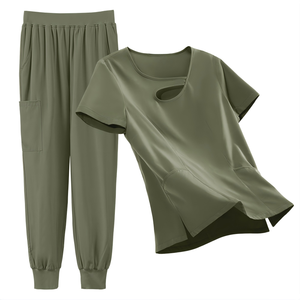 Scrubs Tops Pants Sets Custom Logo Cargo Pant Scrub Set For Spa & Medical Uniform - Product Image 3