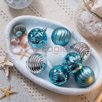 EAGLEGIFTS Offre d'échantillon à prix d'usine Boules de Noël uniques pour le festival Cadeau de Noël Argent Blanc Bleu Plastique Finition brillante