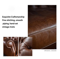 Canapé Chesterfield vintage trois places en cuir ciré, adapté aux salons, hôtels, salons de cigares et cafés, sur mesure