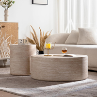 Table basse ronde en faux travertin, table centrale en MDF avec rebord surélevé pour salon, couleurs personnalisées