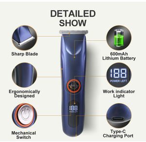 Recortadora <span class=keywords><strong>de</strong></span> <span class=keywords><strong>Vello</strong></span> Corporal <span class=keywords><strong>de</strong></span> Acero al Carbono, 7000 RPM, Recargable, Diseño Vintage, para Zona Íntima - Product Image 2