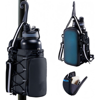 Sac de sport portable en polyester avec fermeture éclair, poche pour téléphone et sangle réglable, idéal pour le sport en extérieur et le fitness, avec porte-bouteille d'eau