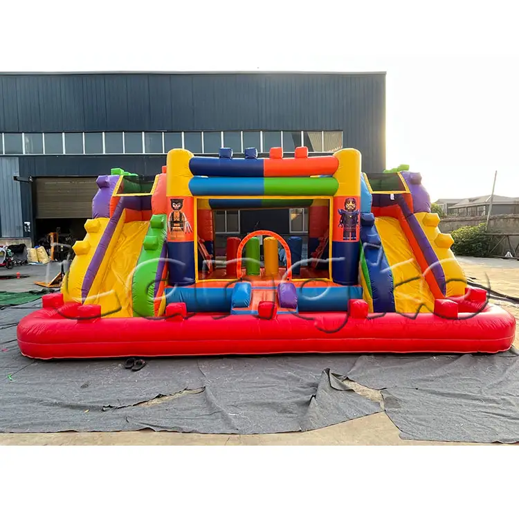 Commercial inflatable bouncy castle combo for sale block theme jumping bounce house